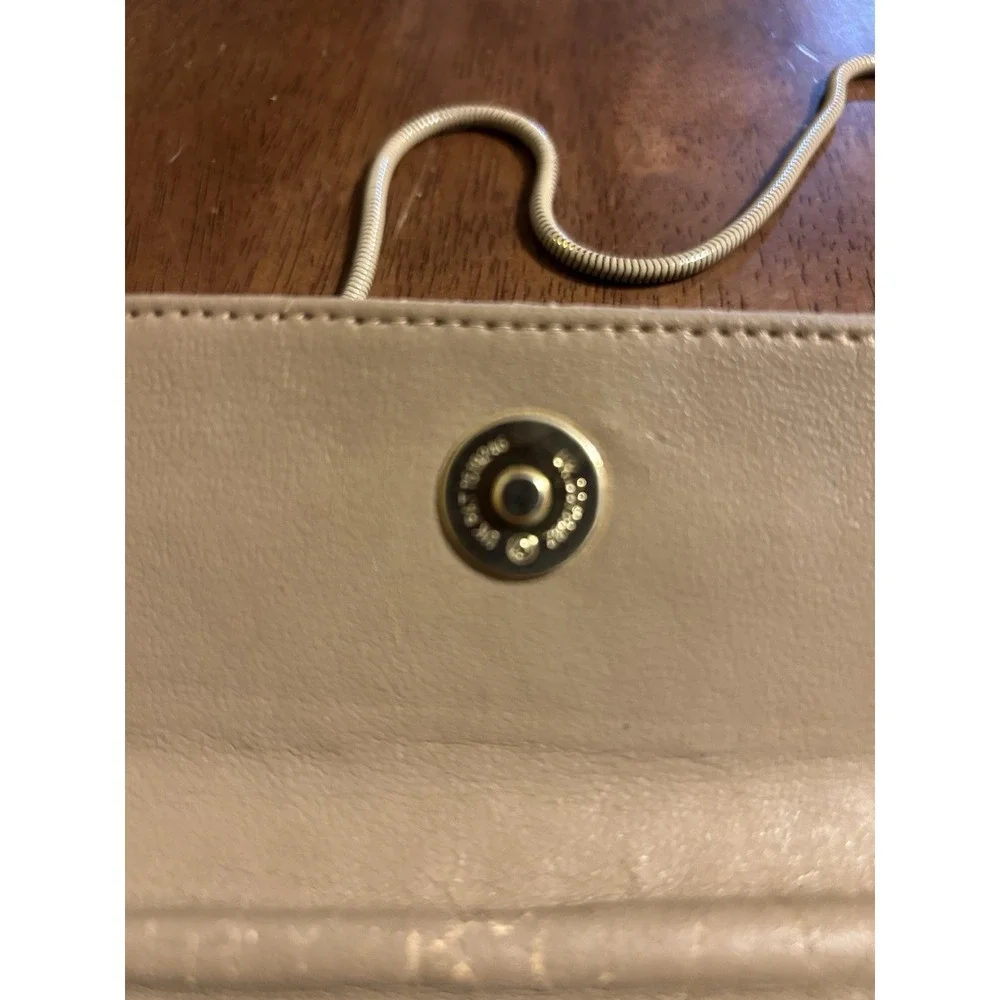 Whiting & Davis Vintage Metal Mesh Clutch Purse Tan Cord Strap Cocktail Bag